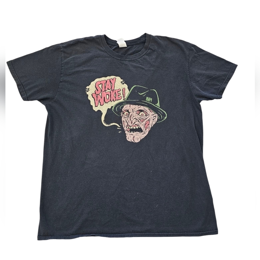 Nightmare on Elm Street Freddy Kreuger Stay Woke Graphic Tee Horror 80's XL